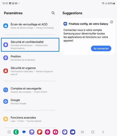 Étape 3 : Allez sur Sécurité et confidentialité.
