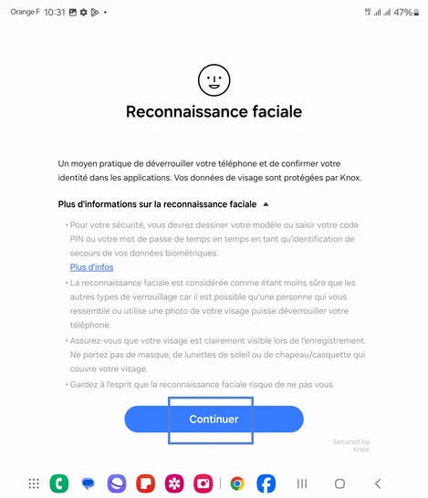 Étape 6 : Prenez connaissance des informations et poursuivez avec Continuer.