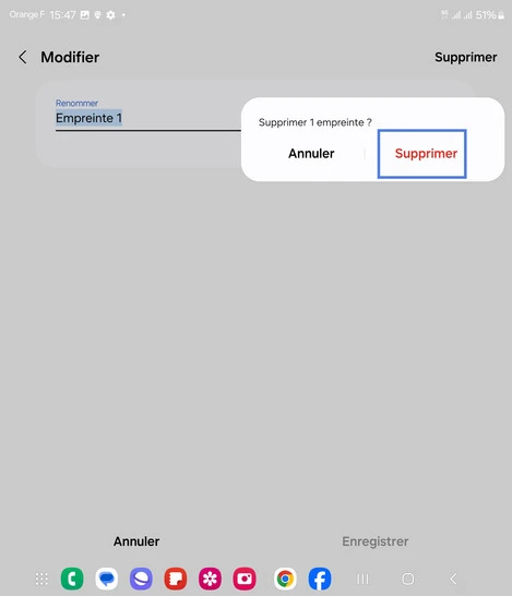 Étape 8 : Confirmez avec Supprimer.