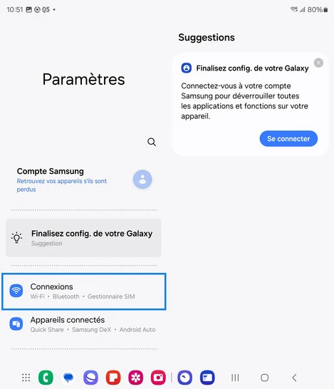Étape 3 : Allez sur Connexions.