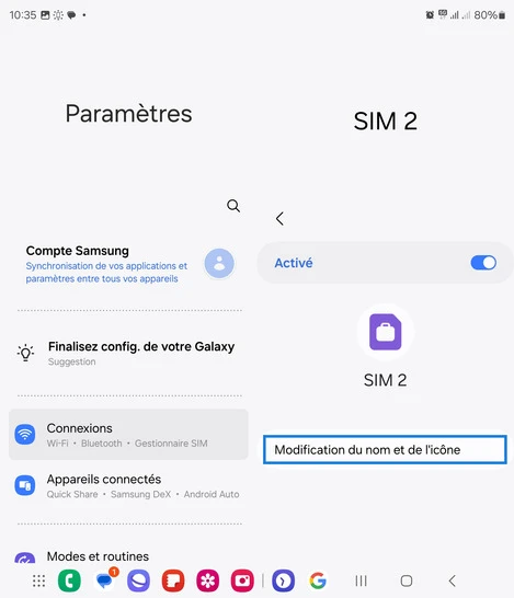 Étape 6 : Sélectionnez Modification du nom et de l'icône.