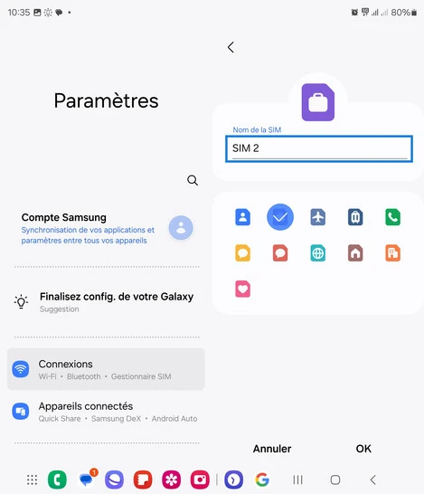 Étape 7 : Allez dans la zone du Nom de la SIM.