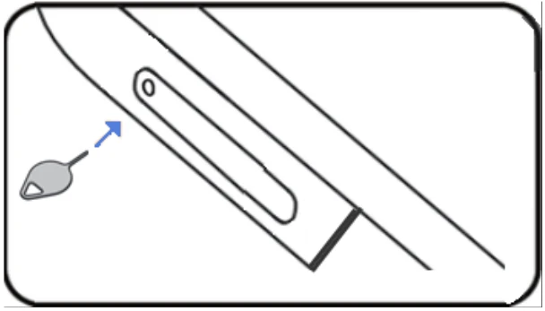 Étape 1 : Enfoncez fermement la pointe de l'outil d'éjection dans l'orifice prévu à cet effet et sortez le tiroir de son logement.