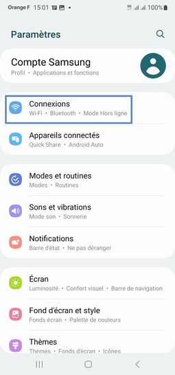 Étape 3 : Allez sur Connexions.