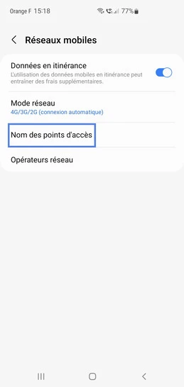 Étape 5 : Choisissez Nom des points d'accès.
