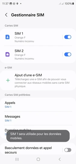 Étape 7 : La carte SIM est paramétrée pour les données mobiles.Nous sommes là pour vous assurer une transition fluide et sans souci vers la carte SIM de votre choix pour vos données mobiles.