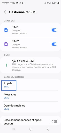 Étape 5 : Sélectionnez Appels.