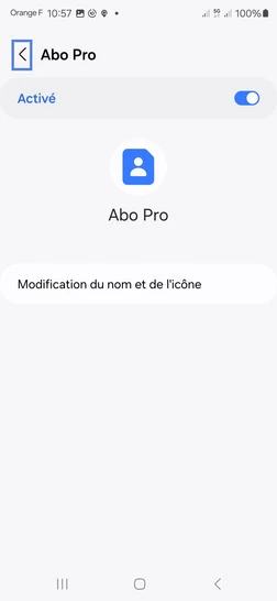 Étape 8 : Appuyez sur la flèche retour (le nom est déjà modifié).