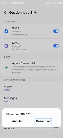 Étape 6 : Confirmez votre choix et cliquez sur Désactiver.