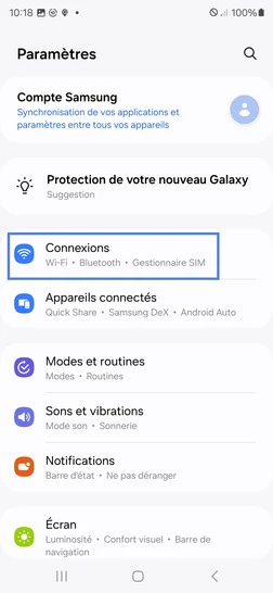Étape 3 : Allez sur Connexions.