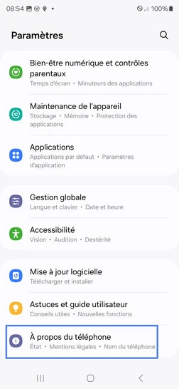 Étape 3 : Allez sur À propos du téléphone.