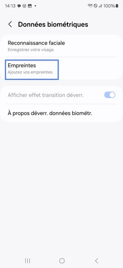 Étape 5 : Sélectionnez Empreintes.