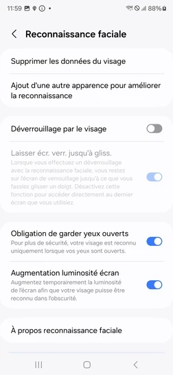 Étape 7 : Nous sommes là pour vous assurer que vous avez le contrôle total sur les fonctionnalités de sécurité de votre appareil.
le verrouillage secondaire reste activé.