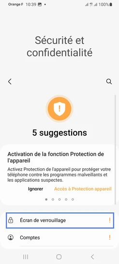 Étape 4 : Allez sur Écran de verrouillage.