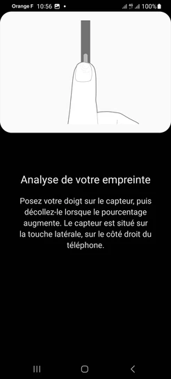 Étape 9 : Positionnez votre doigt pour commencer l'enregistrement de l'empreinte.