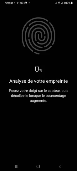Étape 10 : Commencer l'enregistrement de votre empreinte.