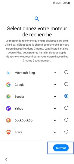 Étape 12 : Définissez un moteur de recherche, puis allez sur Suivant.