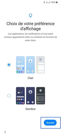 Étape 16 : Continuez avec Suivant.
dans notre exemple, nous conservons le mode clair.