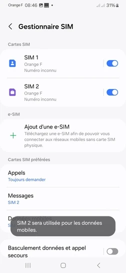 Étape 7 : Nous sommes ravis de vous avoir aidé à paramétrer vos données mobiles. Si vous avez d'autres questions ou besoins, n'hésitez pas à consulter nos autres FAQs
une brève confirmation apparaît au bas de l'écran.