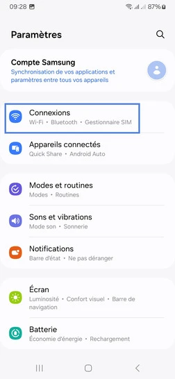Étape 3 : Allez sur Connexions.