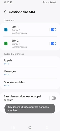 Étape 7 : La seconde carte SIM est définie pour les données mobiles.Nous sommes là pour vous assurer une transition fluide et sans souci. Nous sommes engagés à vous fournir une expérience optimale