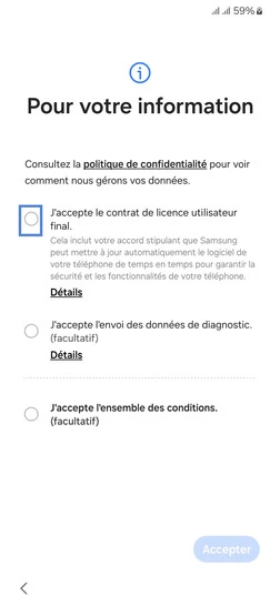 Étape 3 : Sélectionnez à minima, le Contrat utilisateur final.