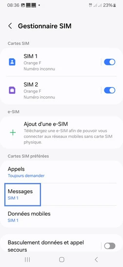 Étape 5 : Sélectionnez Messages.