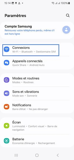 Étape 3 : Choisissez Connexions.