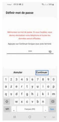 Étape 9 : Sélectionnez Continuer après saisie du code PIN personnalisé.