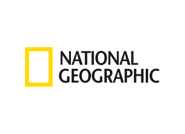 Logo de National Geographic avec un cadre jaune et le texte en noir.