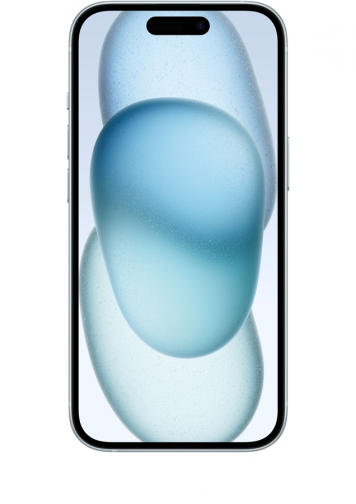 visuel iphone 15 bleu de face 