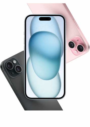 Visuel iPhone 15 noir de face et de dos