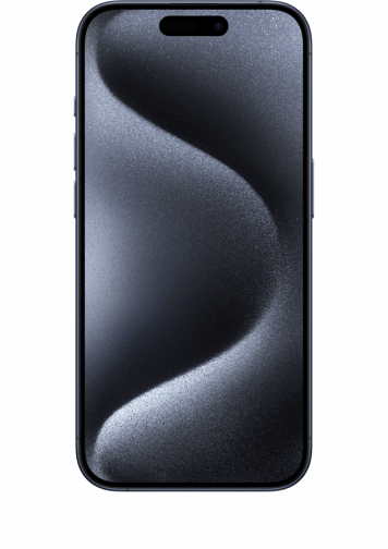 Visuel iPhone 15 Pro de face bleu titane