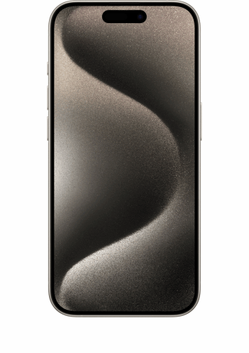 Visuel iPhone 15 titane naturel de face 