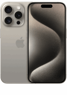 Visuel iPhone 15 Pro titane naturel de face et de dos 