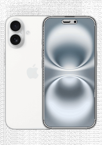 Visuel iPhone 16 blanc de face et de dos