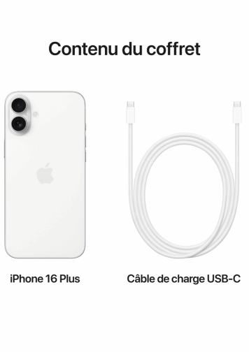 Visuel iPhone 16 Plus de dos avec câble