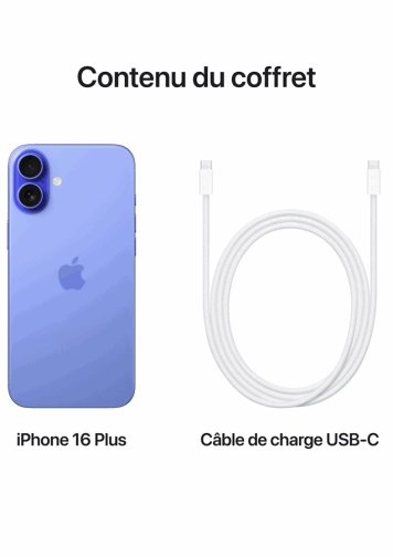 Visuel iPhone 16 Plus de dos avec câble