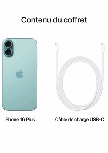Visuel iPhone 16 Plus de dos avec câble
