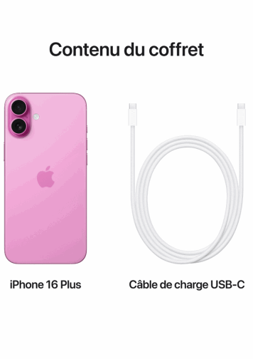 Visuel iPhone 16 Plus de dos avec câble