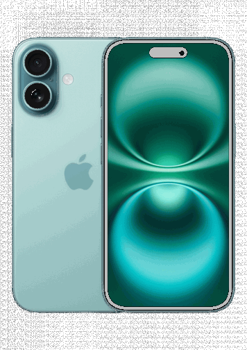 Visuel iPhone 16 Sarcelle de face et de dos