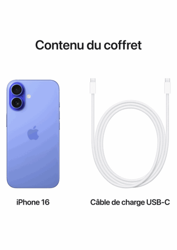 Visuel iPhone 16 de dos avec câble