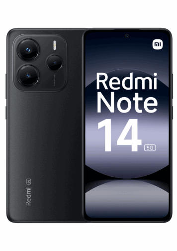 Visuel de dos et de face du Xiaomi Redmi Note 14 5G Noir