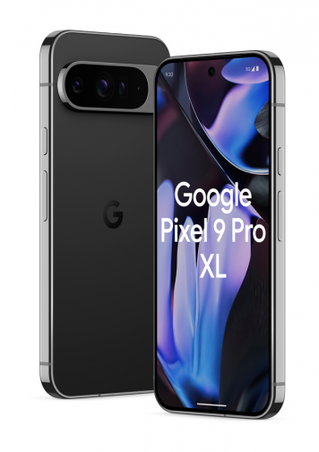 Google Pixel 9 Pro XL noir obsidienne 3/4 face et dos