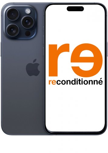 iPhone 15 Pro Max noir Reconditionné face et dos