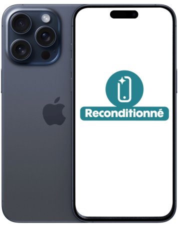iPhone 15 Pro Max noir Reconditionné face et dos