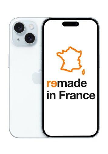 iPhone 15 Bleu 128Go Reconditionné Très Bon Etat Remade in France