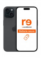 iPhone 15 noir 128Go Reconditionné Très Bon Etat batterie neuve