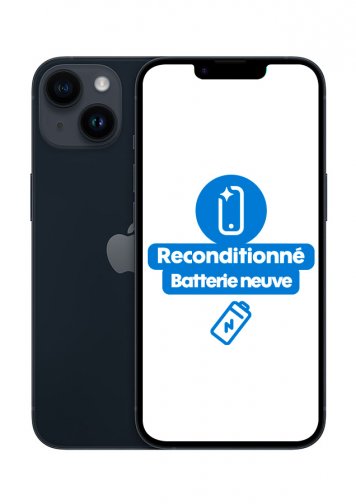 iPhone 14 Noir 128Go Reconditionné Très Bon état Batterie Neuve