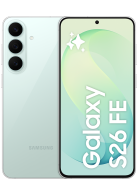 Samsung Galaxy S26 FE vert d'eau 128 Go de face et de dos
